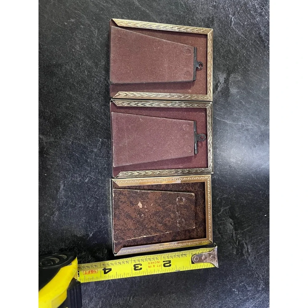 Vintage Gold‎ Tone Desk Photo Frame Set Ornate Border Set of 3